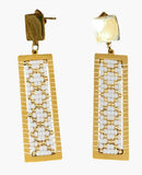 Stainless steel gold & white rectangle earrings, modern western earrings, geometric earrings