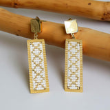 Stainless steel gold & white rectangle earrings, modern western earrings, geometric earrings