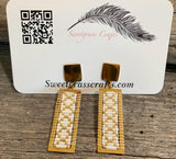 Stainless steel gold & white rectangle earrings, modern western earrings, geometric earrings