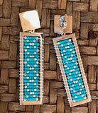Stainless steel silver & turquoise rectangle earrings
