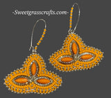 Beaded orange earrings, orange dangling fall earrings