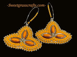 Beaded orange earrings, orange dangling fall earrings