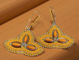 Beaded orange earrings, orange dangling fall earrings