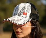 Beaded Ariat feather baseball cap, baseball hat, Native American beaded baseball hat, OOAK wearable art