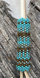 Beaded Peacock Smudge Feather: Native Ceremonial Prayer Feather