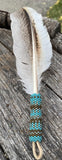 Beaded Peacock Smudge Feather: Native Ceremonial Prayer Feather