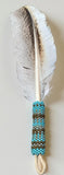 Beaded Peacock Smudge Feather: Native Ceremonial Prayer Feather