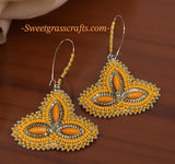 Beaded orange earrings, orange dangling fall earrings