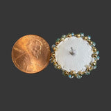 Beaded small steel rose earrings, silver small earrings