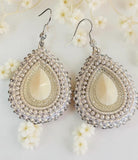 Cream Wedding earrings, elopement earrings, wedding earrings, cream earrings, teardrop cream & pearl earrings