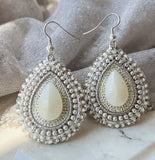 Cream Wedding earrings, elopement earrings, wedding earrings, cream earrings, teardrop cream & pearl earrings