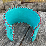 Cuff Bracelet Native American cuff, bracelet, First Nations cuff beaded bracelet, turquoise Red southwestern cuff