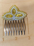 Beaded yellow & white earring set with beaded comb