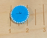 Beaded small blue & white round earrings