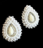 White pearlized teardrop earrings