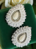 White pearlized teardrop earrings
