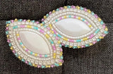 Pastel Beaded Statement Earrings, 2” white colorful earrings