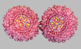 Beaded small pink round earrings