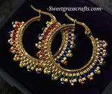 1 1/8” Rainbow LGBTQ beaded hoop earrings, beaded hoop earrings, two spirit rainbow hoops