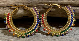 1 1/8” Rainbow LGBTQ beaded hoop earrings, beaded hoop earrings, two spirit rainbow hoops