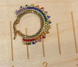 1 1/8” Rainbow LGBTQ beaded hoop earrings, beaded hoop earrings, two spirit rainbow hoops
