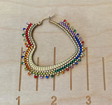 Beaded LGBTQ Gay Pride heart hoop earrings