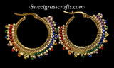 1 1/8” Rainbow LGBTQ beaded hoop earrings, beaded hoop earrings, two spirit rainbow hoops