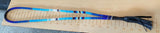 Beaded blue & white safety breakaway lanyard with fringe