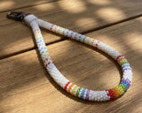 LGBTQ Rainbow beaded keychain, 8" Beaded Key Fob