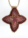 First Nations beaded red & gold necklace, beaded star necklace,