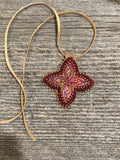 First Nations beaded red & gold necklace, beaded star necklace,