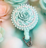 Flower beaded badge reel, Native American beaded badge holder, beaded badge Id holder