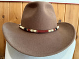 Brown, cream & gold round beaded western vintage style hat band