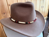 Brown, cream & gold round beaded western vintage style hat band