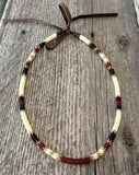 Brown, cream & gold round beaded western vintage style hat band