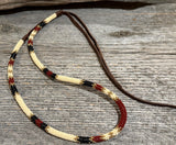 Brown, cream & gold round beaded western vintage style hat band