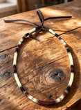 Brown, cream & gold round beaded western vintage style hat band