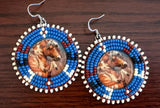 Horse beaded round earrings