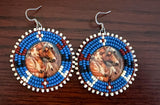Horse beaded round earrings