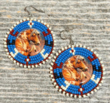 Horse beaded round earrings