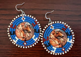 Horse beaded round earrings