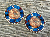 Horse beaded round earrings