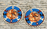 Horse beaded round earrings