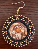 Native American First Nations chief beaded round earrings