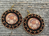 Native American First Nations chief beaded round earrings