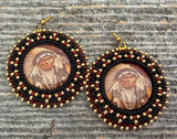 Native American First Nations chief beaded round earrings