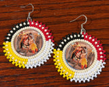 Wolf medicine beaded round earrings