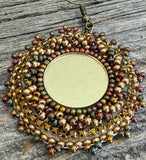 Multi-colour & gold drop earrings, Mardi Gras round dangle earrings