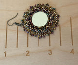 Multi-colour & gold drop earrings, Mardi Gras round dangle earrings