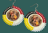 Wolf medicine beaded round earrings